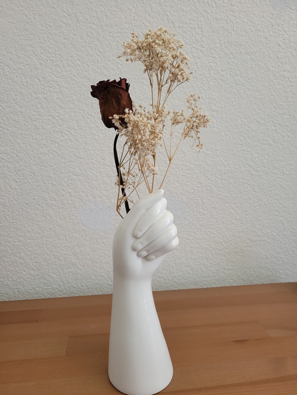 Vintage Eclectic White Ceramic Hand Vase - Minimalist Decorative Accent